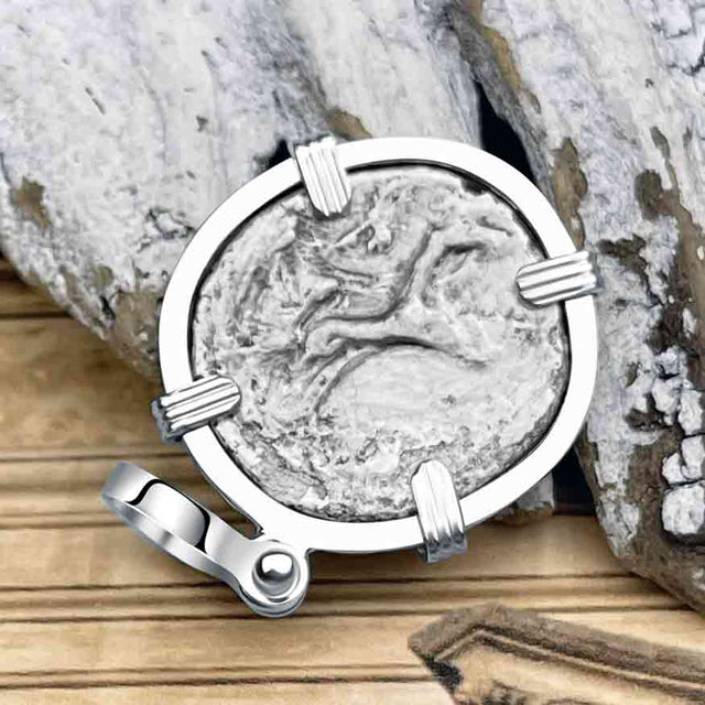 Roman Republic Silver Denarius 77 BC Roma & Victory Sterling Silver Pendant