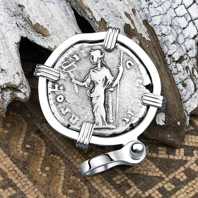 Roman Empire Silver Denarius Coin of Marcus Aurelius, the Philosopher Warrior 157 AD Sterling Silver Pendant