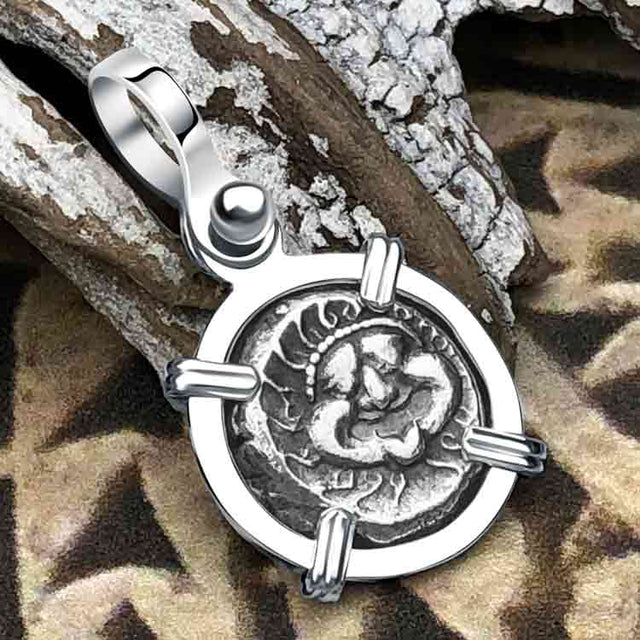 Ancient Greek Gorgon & Anchor Symbol of Protection Silver Drachm 400 BC Sterling Silver