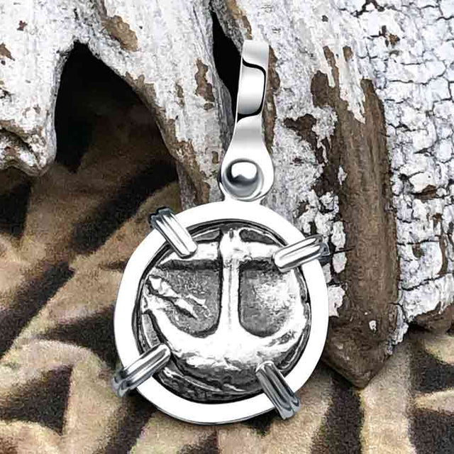 Ancient Greek Gorgon & Anchor Symbol of Protection Silver Drachm 400 BC Sterling Silver