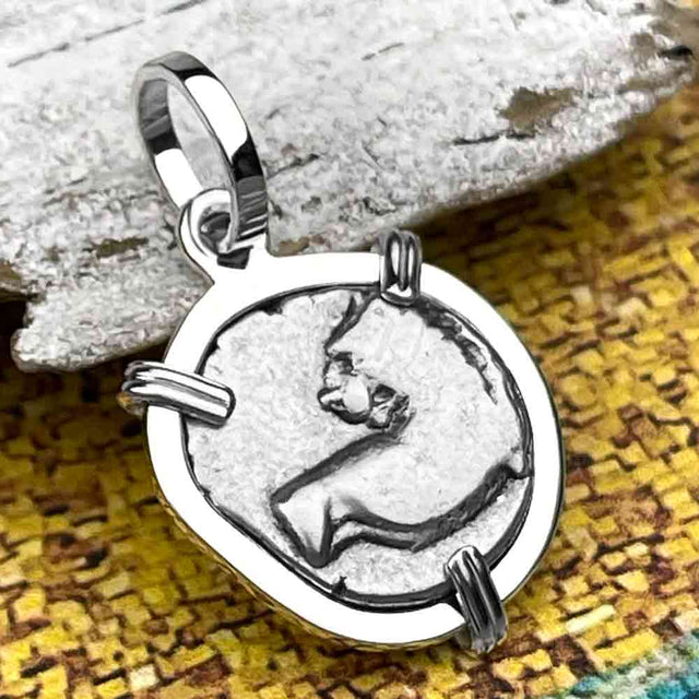 Ancient Greek Lion Hemidrachm 400 BC Sterling Silver Pendant