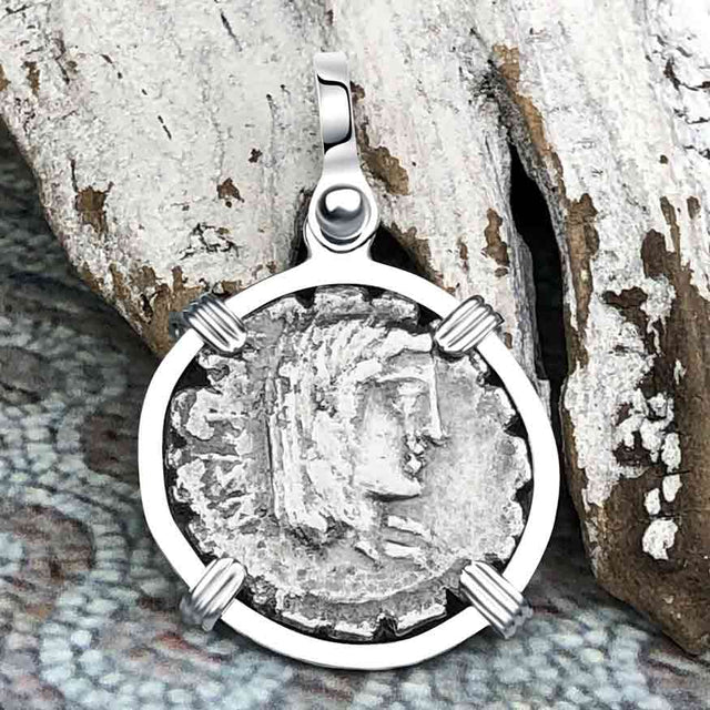 Roman Republic Silver Denarius Serratus 81 BC Hispania and the Eagle Sterling Silver Pendant | Artifact #3547