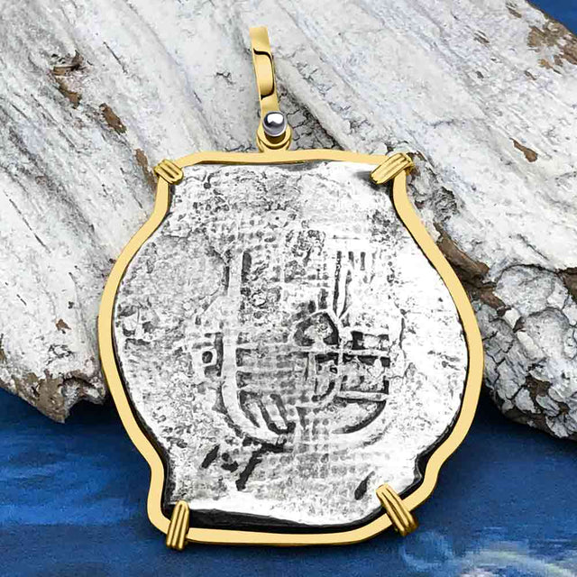 RARE Concepcion Shipwreck Spanish 8 Reale Silver Piece of Eight 14K Gold Pendant
