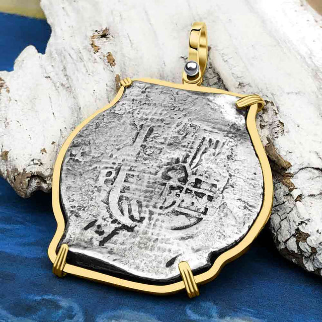 RARE Concepcion Shipwreck Spanish 8 Reale Silver Piece of Eight 14K Gold Pendant