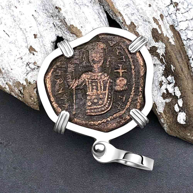 Byzantine Bronze Tetarteron Coin Circa 1143 - Cross of Christ – Sterling Silver Pendant