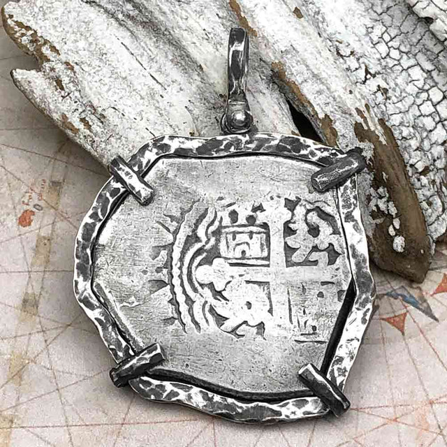 Blackbeard Era 1713 Spanish 8 Reale Cob Piece of 8 Sterling Silver TORTUGA COLLECTION Pendant