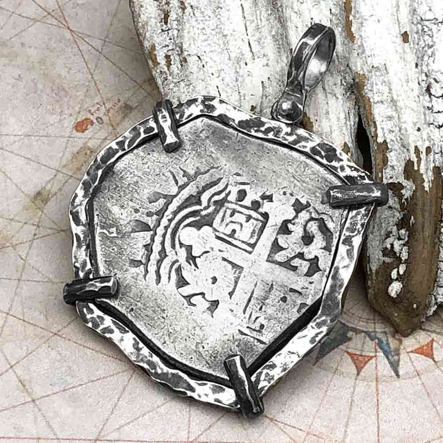 Blackbeard Era 1713 Spanish 8 Reale Cob Piece of 8 Sterling Silver TORTUGA COLLECTION Pendant