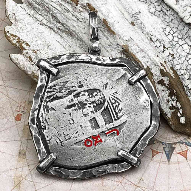 Blackbeard Era 1713 Spanish 8 Reale Cob Piece of 8 Sterling Silver TORTUGA COLLECTION Pendant