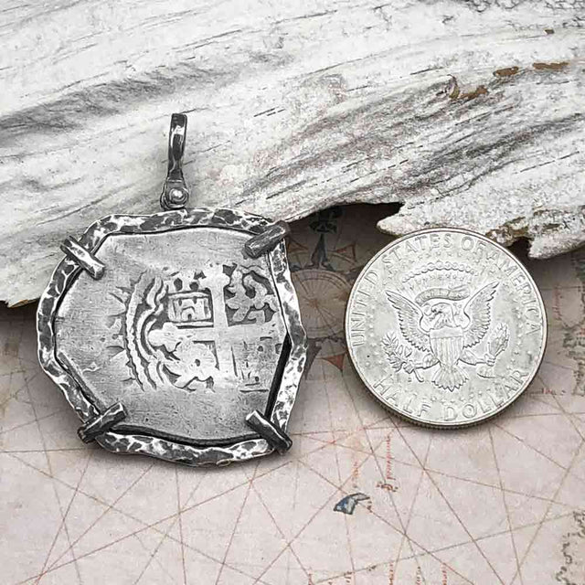 Blackbeard Era 1713 Spanish 8 Reale Cob Piece of 8 Sterling Silver TORTUGA COLLECTION Pendant