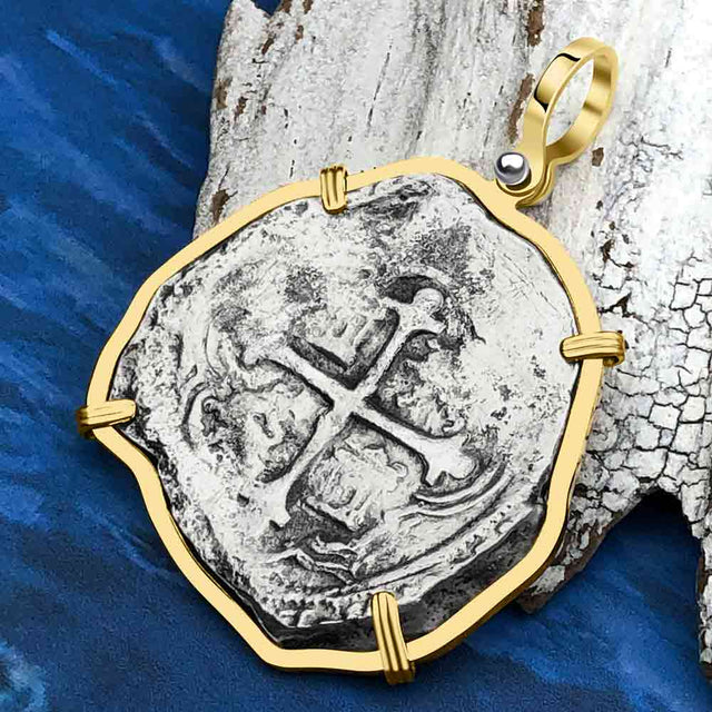 Concepcion Shipwreck Spanish 8 Reale Silver Piece of Eight 14K Gold Pendant