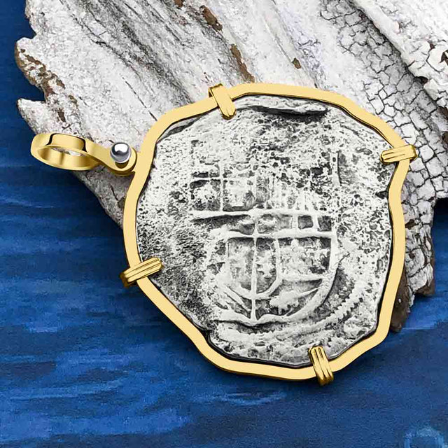 Concepcion Shipwreck Spanish 8 Reale Silver Piece of Eight 14K Gold Pendant