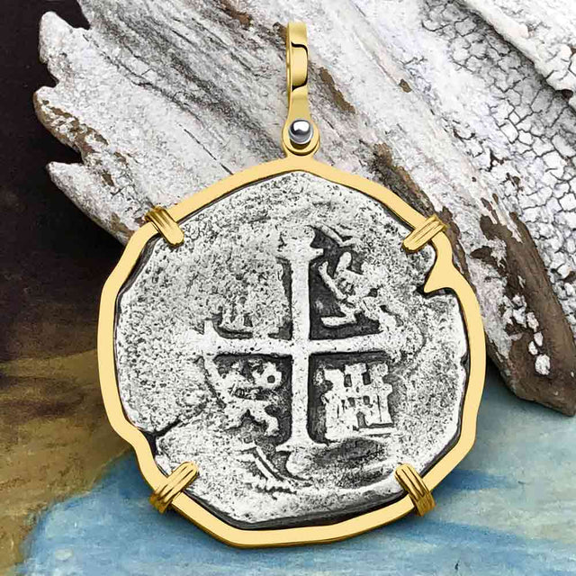 Concepcion Shipwreck Spanish 8 Reale Silver Piece of Eight 14K Gold Pendant
