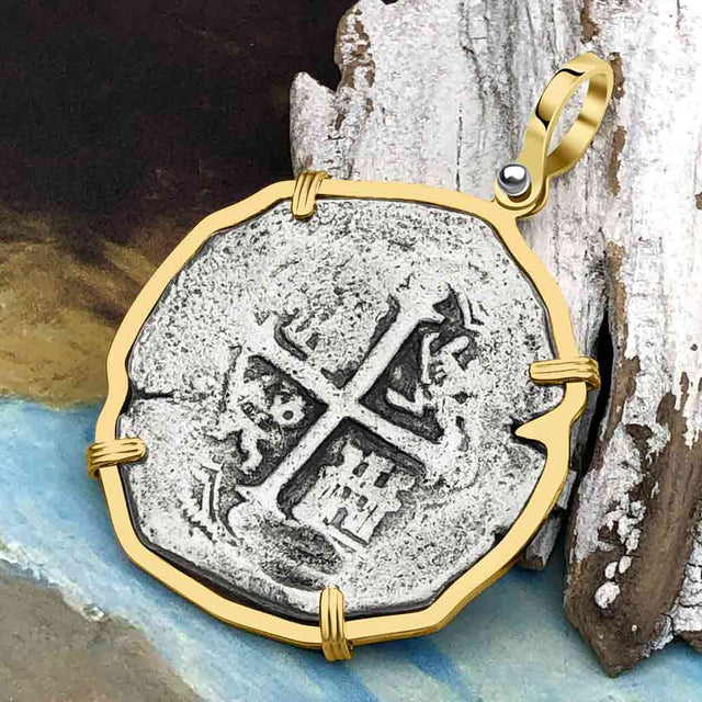 Concepcion Shipwreck Spanish 8 Reale Silver Piece of Eight 14K Gold Pendant