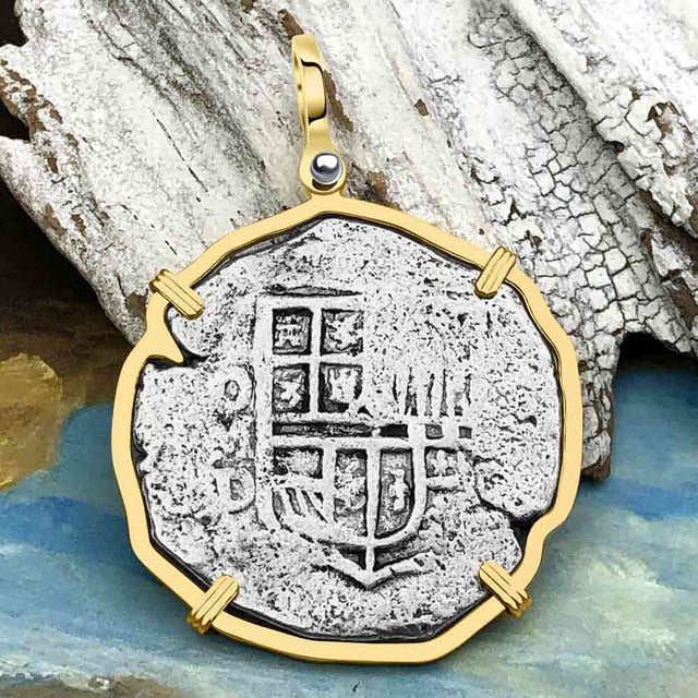 Concepcion Shipwreck Spanish 8 Reale Silver Piece of Eight 14K Gold Pendant