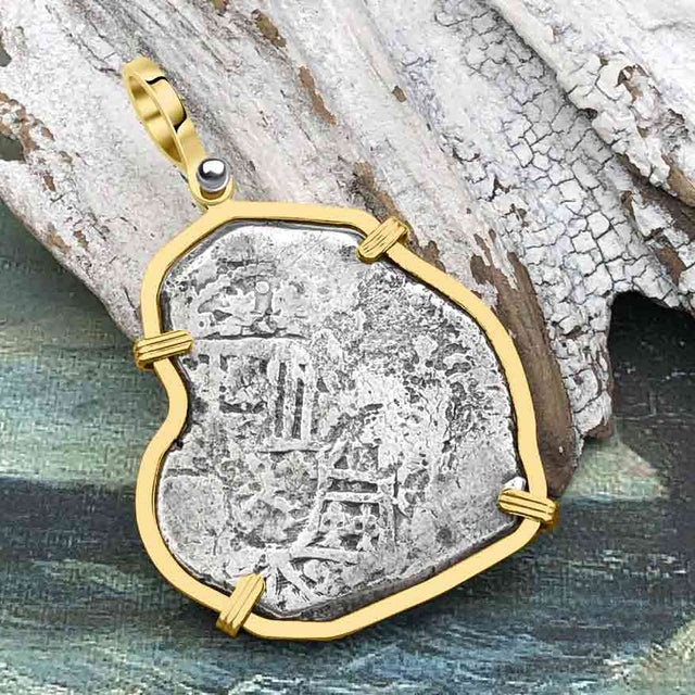 1715 Fleet Shipwreck Rare 8 Reale Piece of Eight 14K Gold Pendant - the Cobb Coin Company Collection