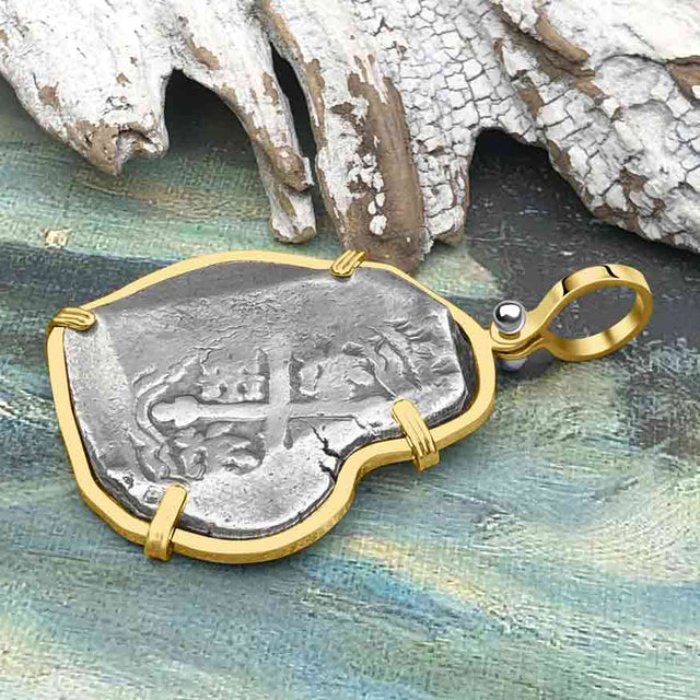 1715 Fleet Shipwreck Rare 8 Reale Piece of Eight 14K Gold Pendant - the Cobb Coin Company Collection