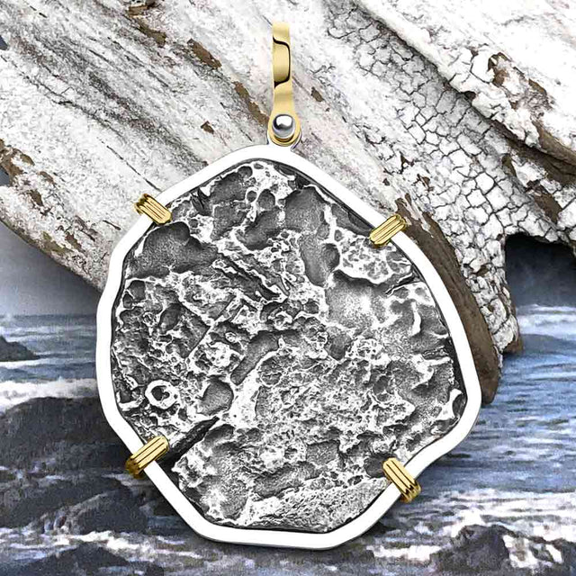 Concepcion Shipwreck 8 Reale Silver Piece of 8 14K Gold and Sterling Silver Pendant
