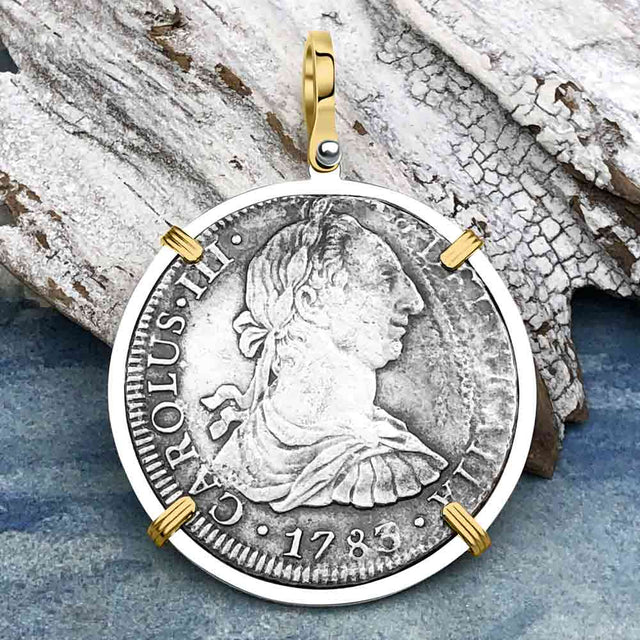 El Cazador Shipwreck 1783 8 Reale Piece of 8 14K Gold & Sterling Silver Pendant