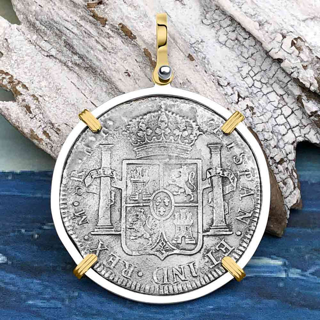 El Cazador Shipwreck 1783 8 Reale Piece of 8 14K Gold & Sterling Silver Pendant
