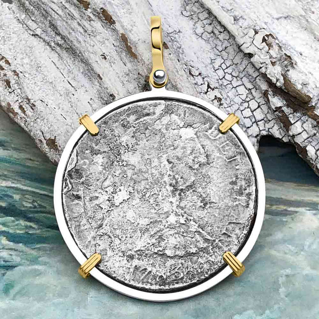 El Cazador Shipwreck 1783 8 Reale Piece of 8 14K Gold & Sterling Silver Pendant
