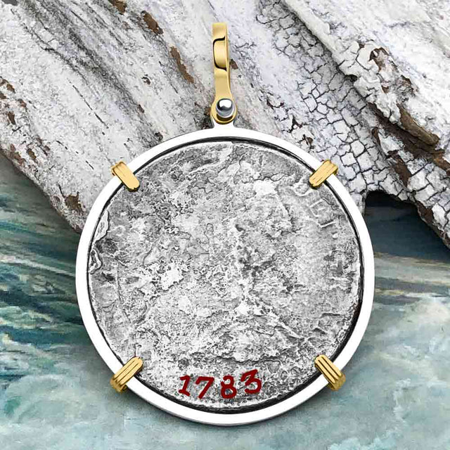 El Cazador Shipwreck 1783 8 Reale Piece of 8 14K Gold & Sterling Silver Pendant