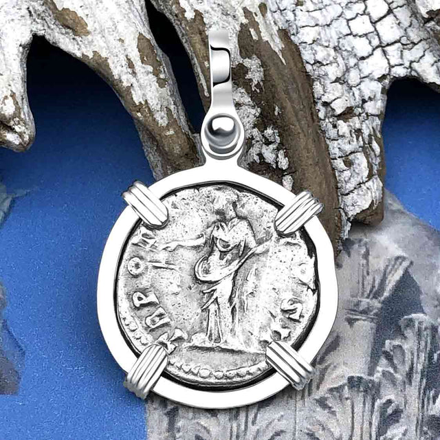 Roman Empire Silver Denarius Coin of Marcus Aurelius, the Philosopher Warrior 155 AD Sterling Silver Pendant
