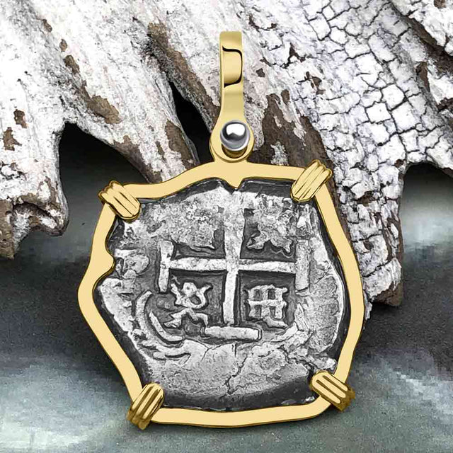 Princess Louisa Shipwreck Dated 1740 2 Reale Piece of Eight 14K Gold Pendant