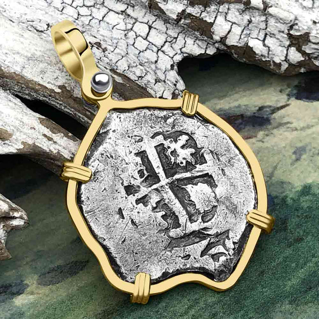 Princess Louisa Shipwreck Dated 1731 2 Reale Piece of Eight 14K Gold Pendant