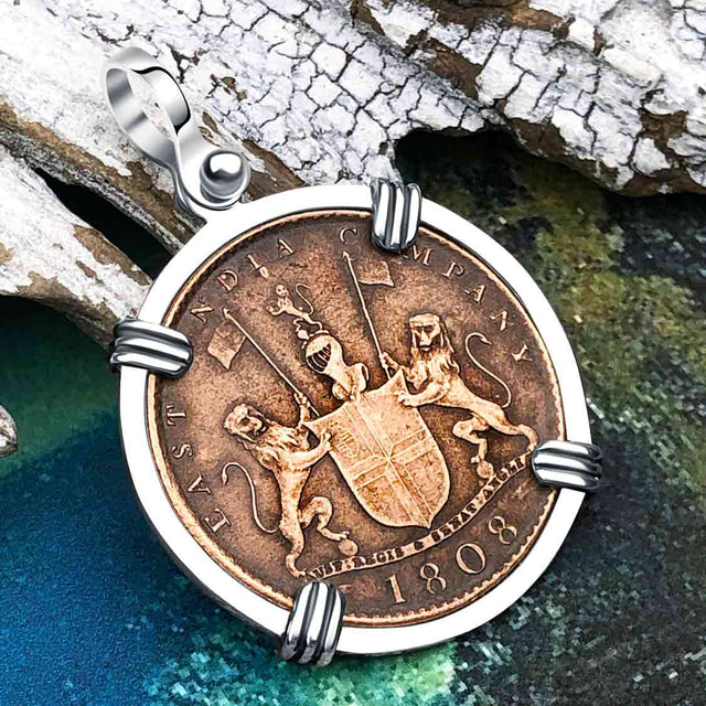 Admiral Gardner Shipwreck Ten Cash Coin Grade 1+ Sterling Silver Pendant