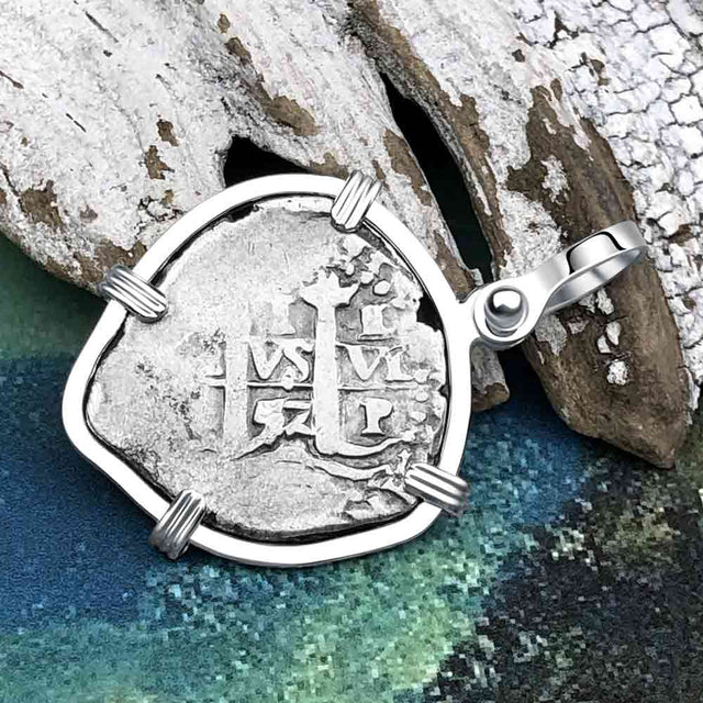 Pirate Era 1657 Spanish 1 Reale Piece of Eight Sterling Silver Pendant