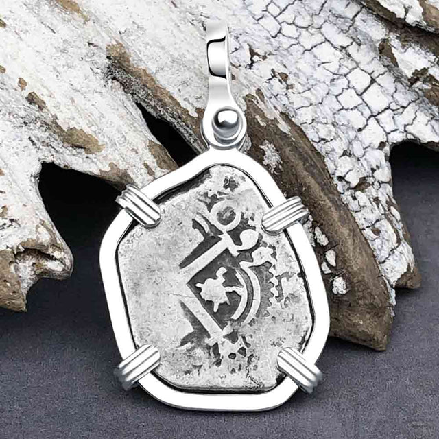 Pirate Era 1660 Spanish 1 Reale Piece of Eight Sterling Silver Pendant