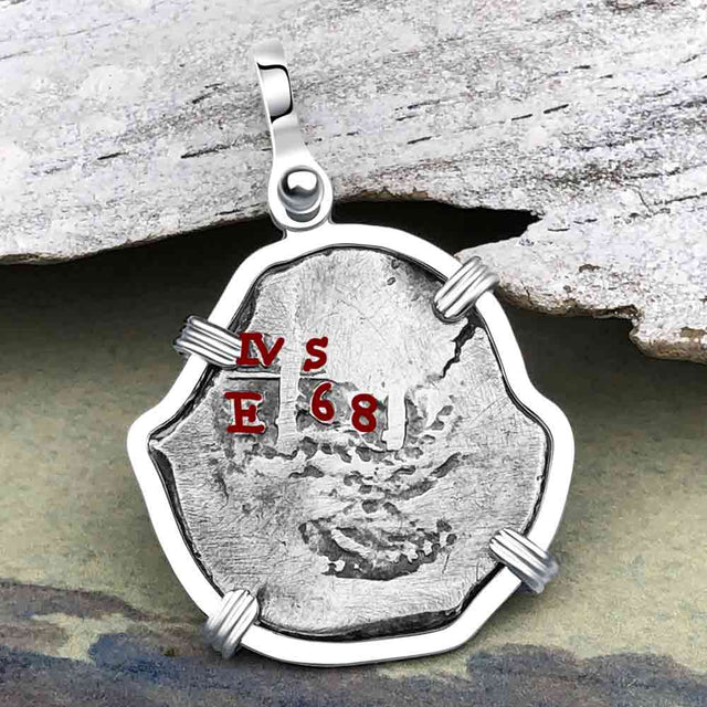 Pirate Era 1668 Spanish 1 Reale Piece of Eight Sterling Silver Pendant