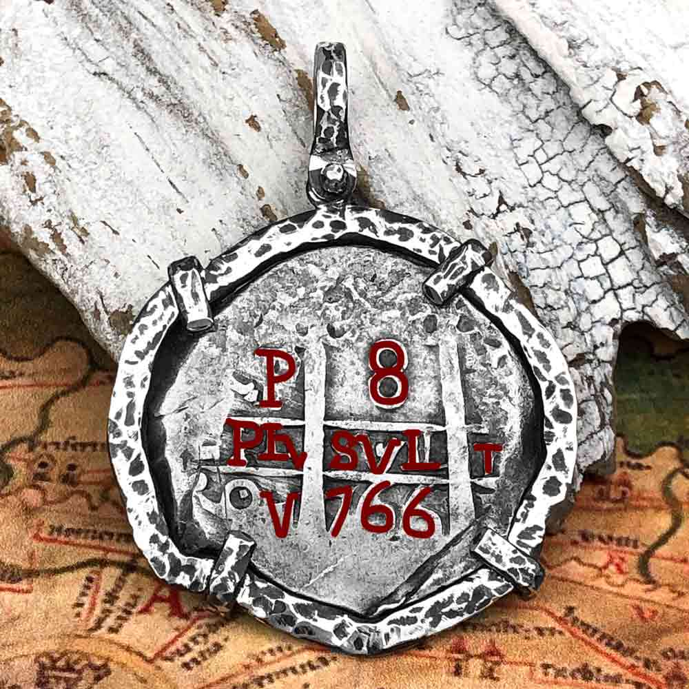 Pirate Era 1766 Spanish 8 Reale "Piece of Eight" Sterling Silver TORTUGA COLLECTION Pendant