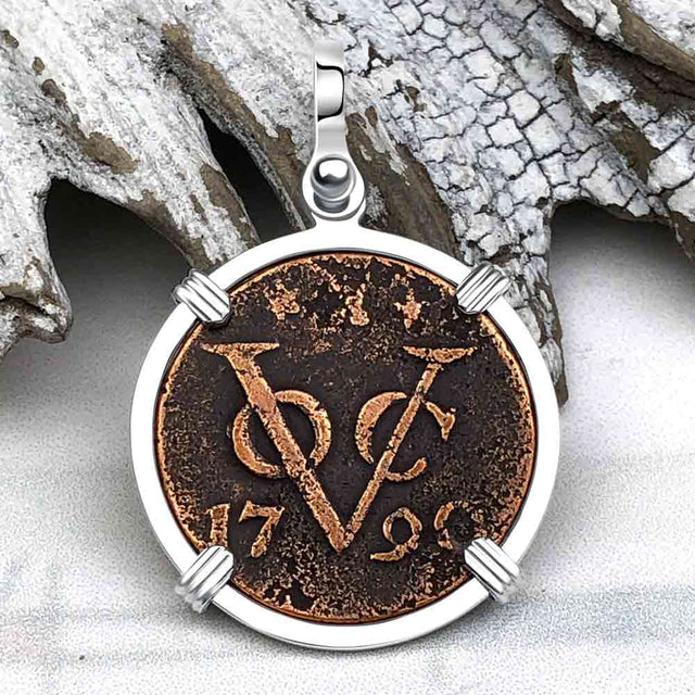 VOC - Dutch East India Company Shipwreck -1790 1 Duit Sterling Silver Pendant