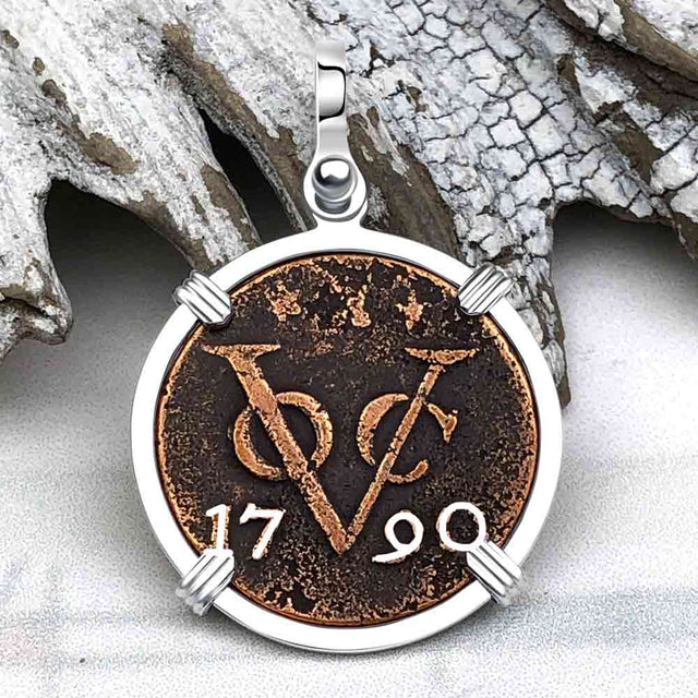 VOC - Dutch East India Company Shipwreck -1790 1 Duit Sterling Silver Pendant