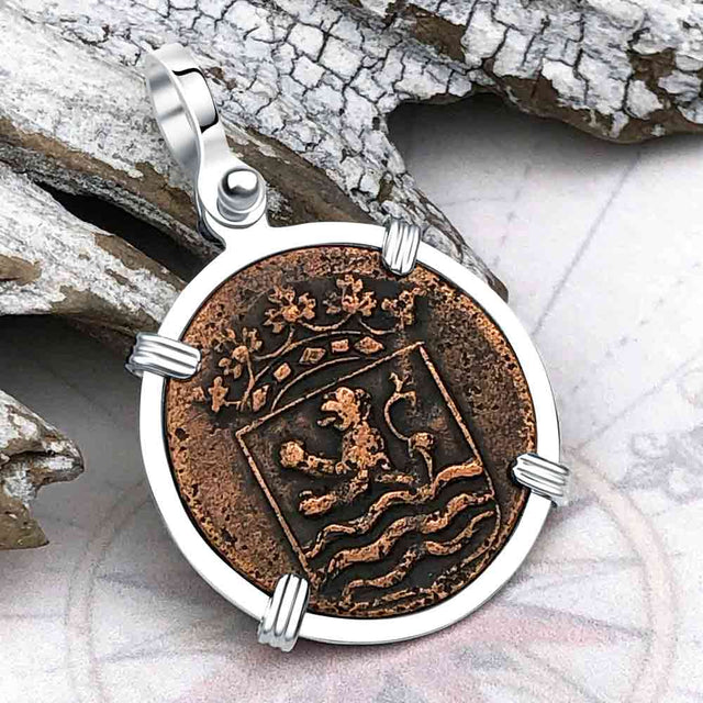 VOC - Dutch East India Company Shipwreck -1764 1 Duit Sterling Silver Pendant