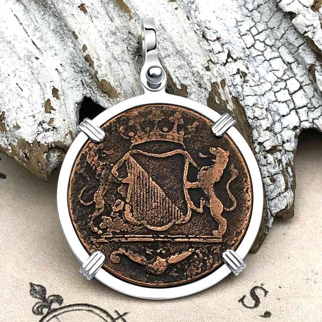 VOC - Dutch East India Company Shipwreck 1790 LARGE 2 Duit Sterling Silver Pendant