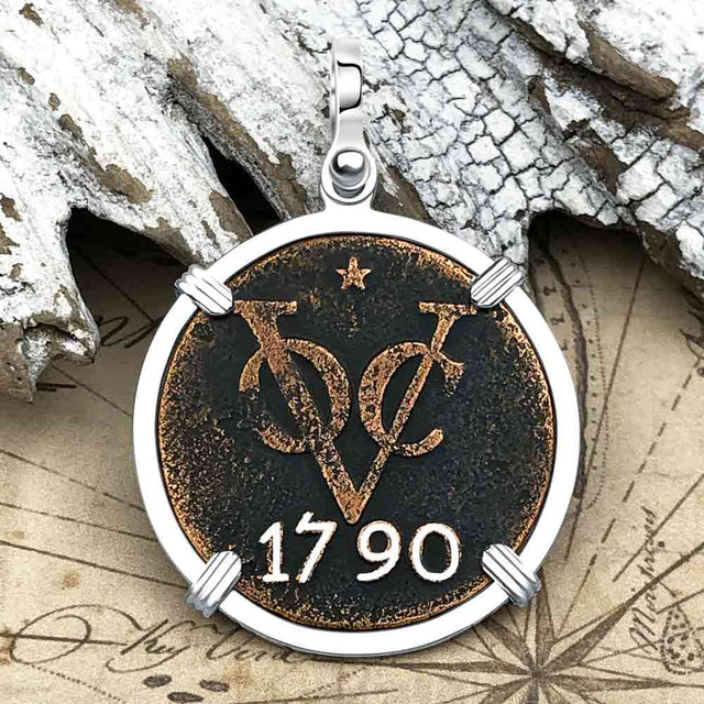 VOC - Dutch East India Company Shipwreck 1790 LARGE 2 Duit Sterling Silver Pendant