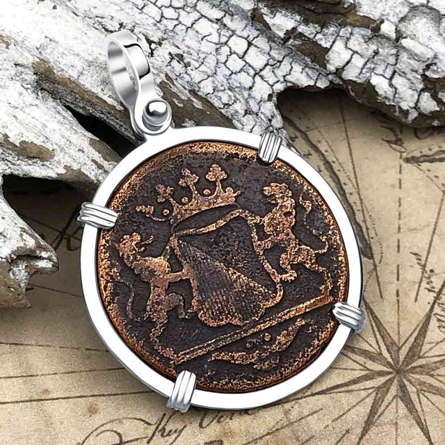 VOC - Dutch East India Company Shipwreck 1790 LARGE 2 Duit Sterling Silver Pendant