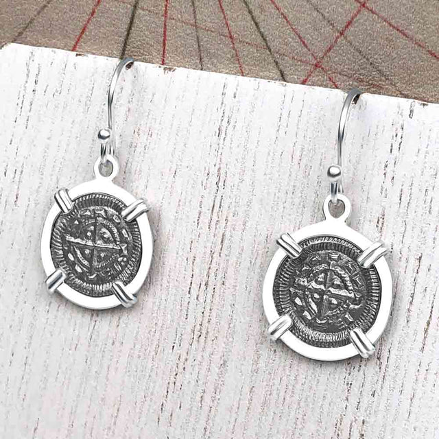 Medieval Hungary 1140 AD Cross of Faith & Perseverance Sterling Silver Earrings