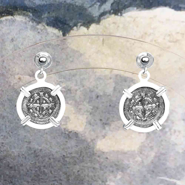 Medieval Hungary 1140 AD Cross of Faith & Perseverance Sterling Silver Post Earrings