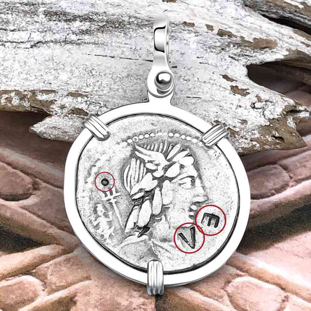 Roman Republic Silver Denarius 85 BC Apollo and Victory Sterling Silver Pendant