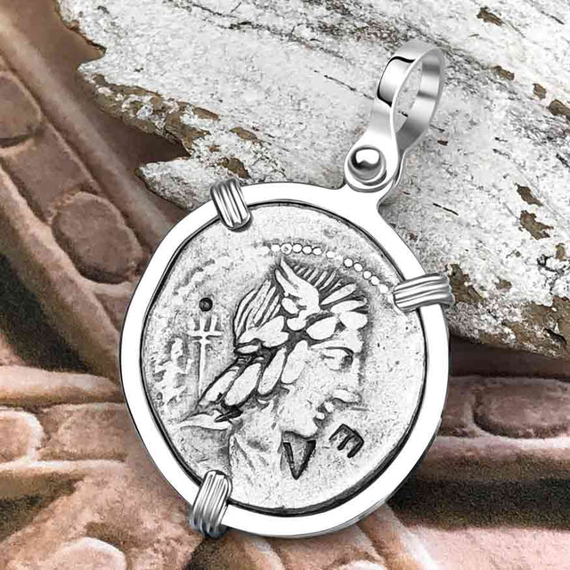 Roman Republic Silver Denarius 85 BC Apollo and Victory Sterling Silver Pendant