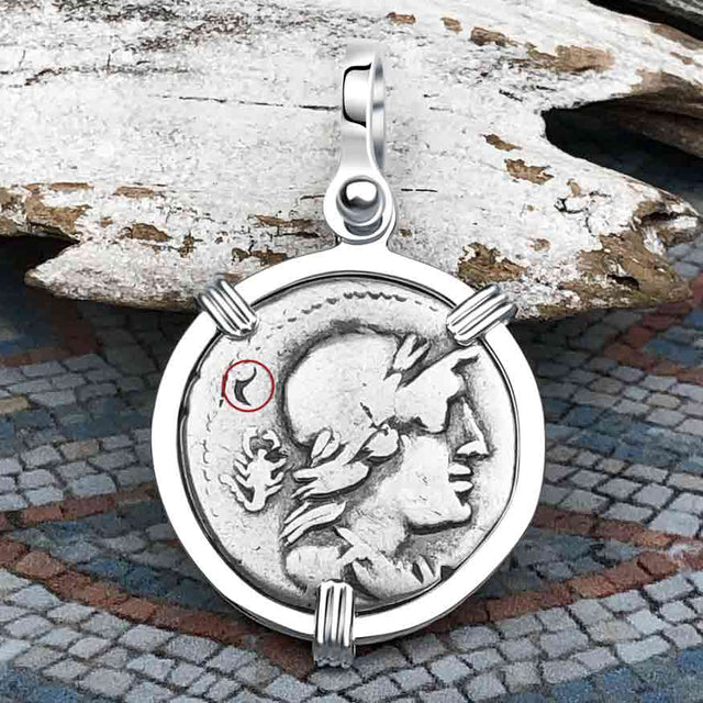 Roman Republic Silver Denarius 78 BC Attis and Cybele the Goddess of Motherhood Sterling Silver Pendant
