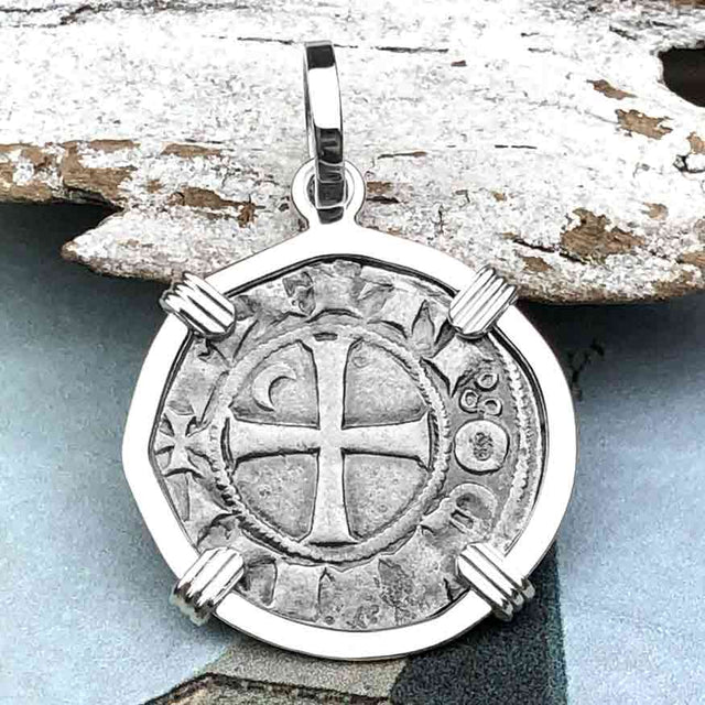 Templar Knights Era Antioch Crusader Medieval Silver Denier Helmet Head Coin of the Crusades Sterling Silver Pendant