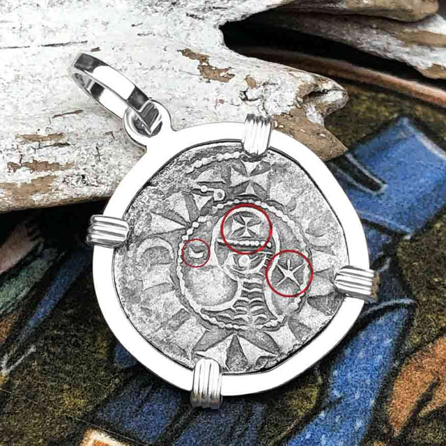 Templar Knights Era Antioch Crusader Medieval Silver Denier Helmet Head Coin of the Crusades Sterling Silver Pendant