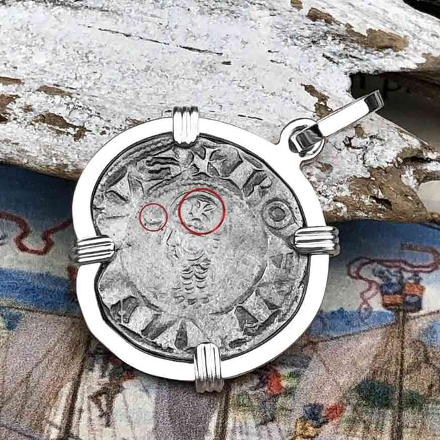 Templar Knights Era Antioch Crusader Medieval Silver Denier Helmet Head Coin of the Crusades Sterling Silver Pendant