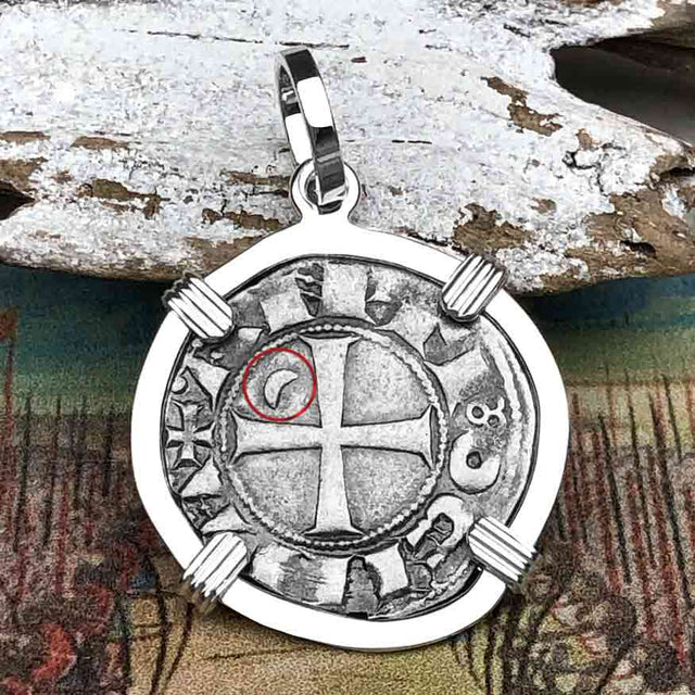 Templar Knights Era Antioch Crusader Medieval Silver Denier Helmet Head Coin of the Crusades Sterling Silver Pendant