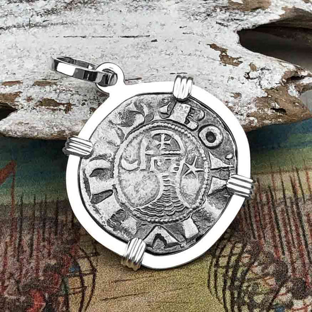 Templar Knights Era Antioch Crusader Medieval Silver Denier Helmet Head Coin of the Crusades Sterling Silver Pendant