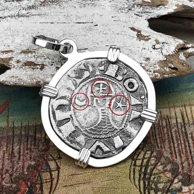 Templar Knights Era Antioch Crusader Medieval Silver Denier Helmet Head Coin of the Crusades Sterling Silver Pendant